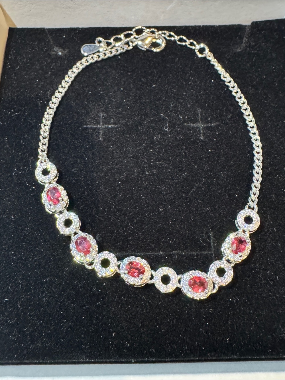 GARNET Silver Bracelet red Accents - Women Jewelry